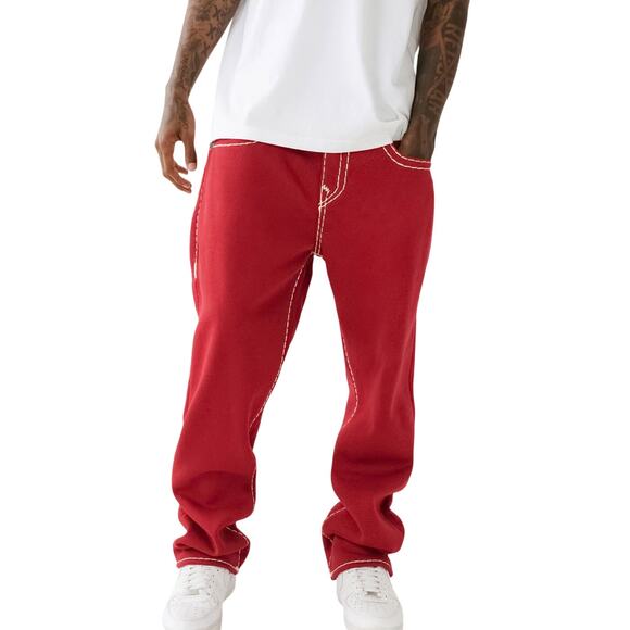 True Religion Bobby Baggy Fleece Super T Pants Red Sweatpants Mens 32 - Picture 1 of 8